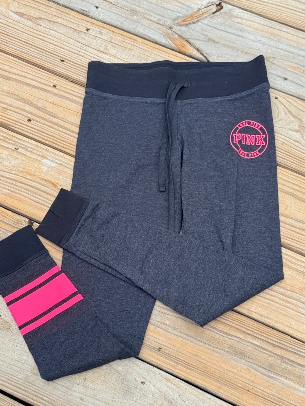 PINK Yoga Jogger Leggings Gray Pink Athleisure Y2K Gym Girl S 3655